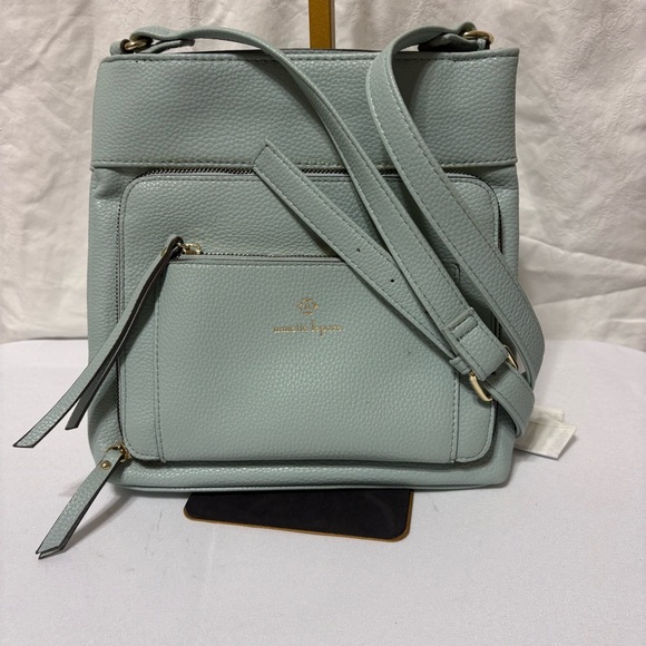Nanette Lepore Shelia solid crossbody bag in light blue or mint green. - Picture 2 of 12